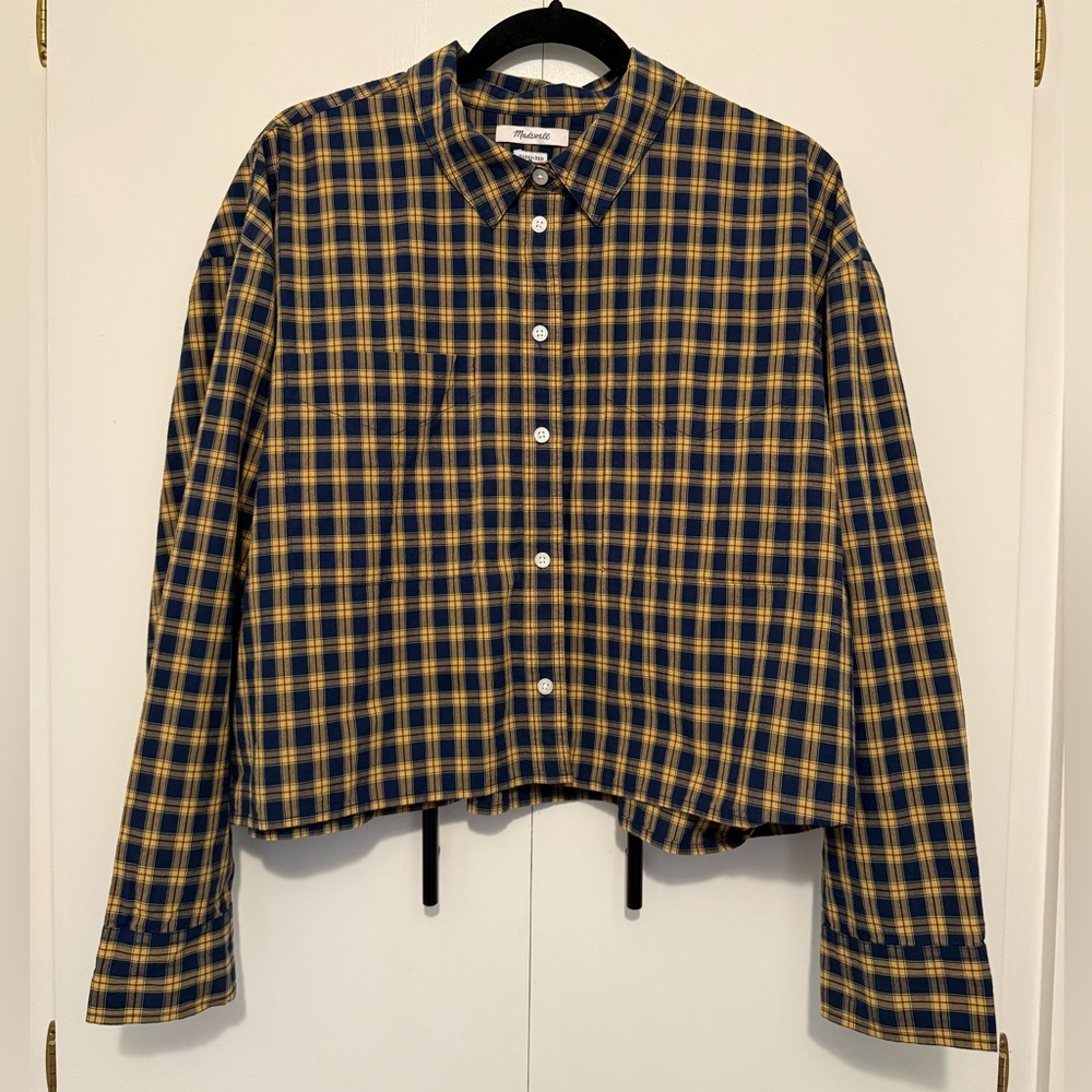 Madewell plaid poplin cropped button down